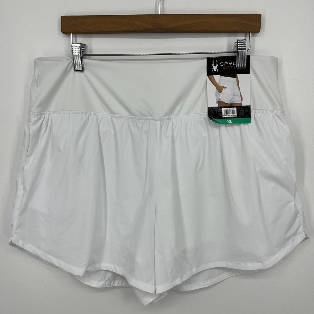 Spyder Active Shorts Women's Size XL White Solid Stretch 4" Inseam New NWT
